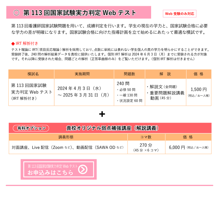 第113回国家試験実力判定Webテスト