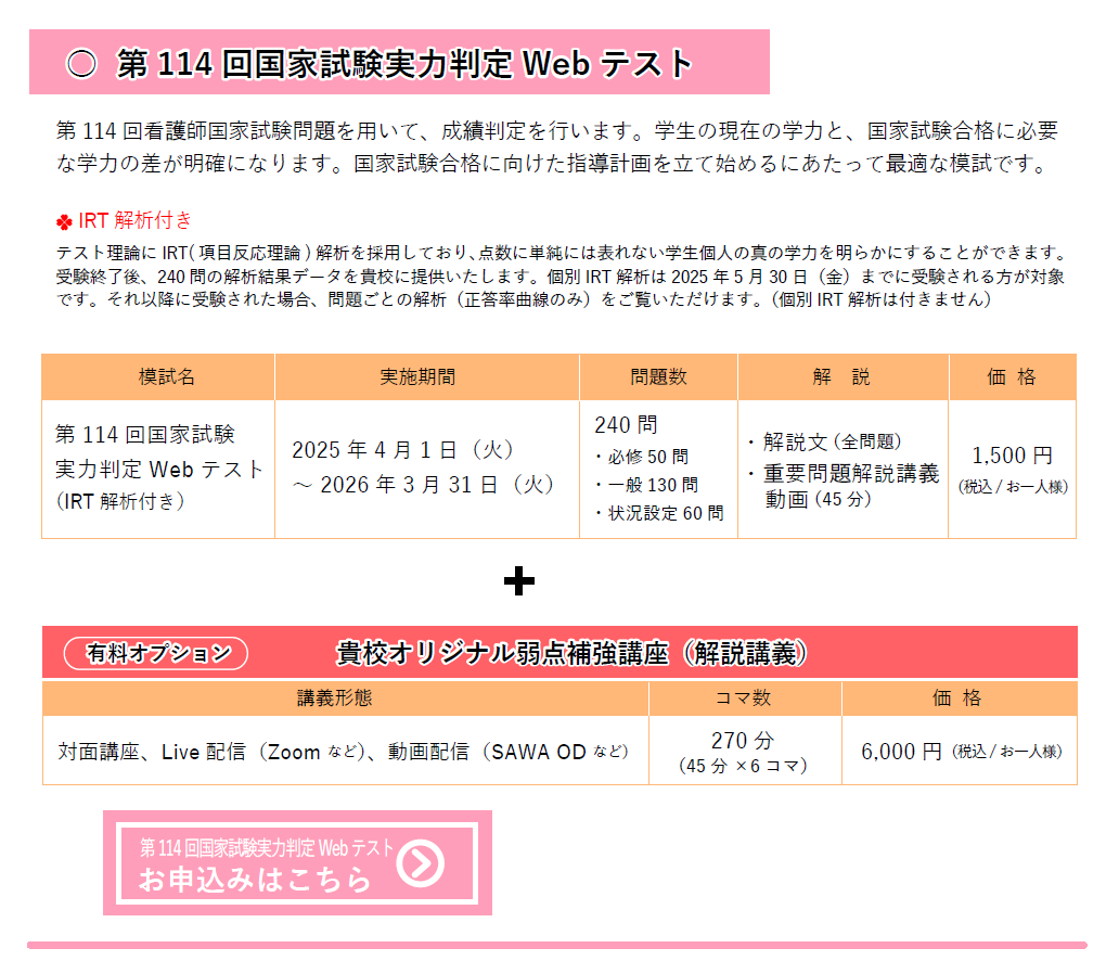 第114回国家試験実力判定Webテスト