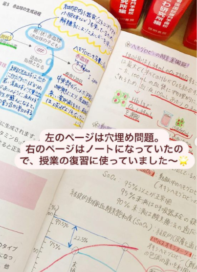 左ページは穴埋め問題。右のページはノートになっていたので、授業の復習に使っていました。